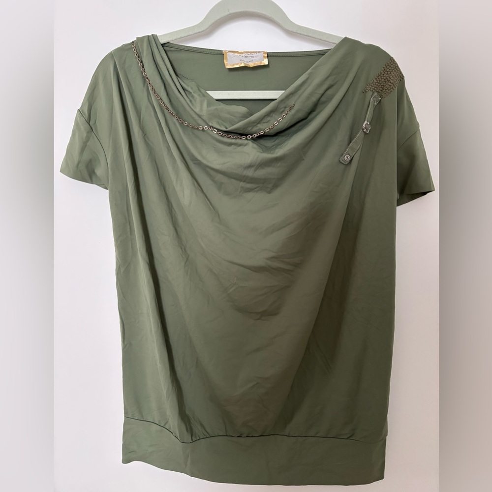 Elisa Cavaletti Sage Green Short Sleeve Top Size Medium
